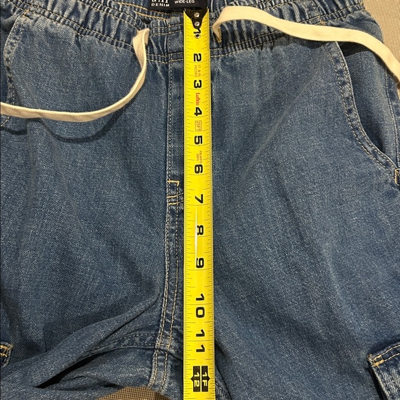 Gap High Rise Wide Leg Elastic Waist Cargo Medium Wash Women's Size XS - Picture 5 of 14